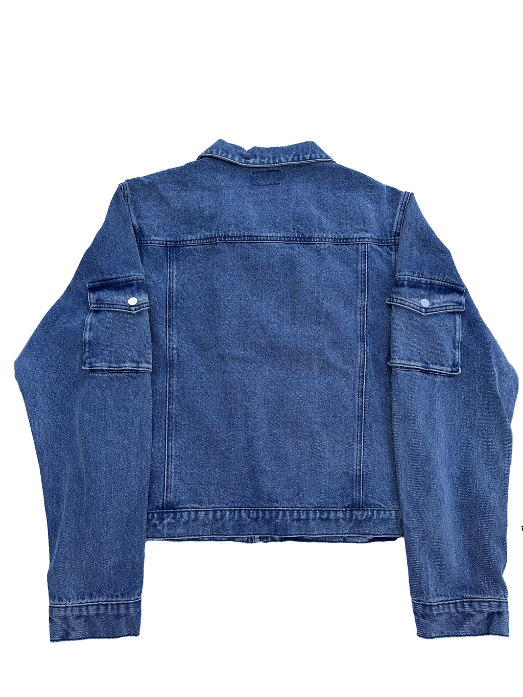 Light Wash Curved Zipper Denim Jacket