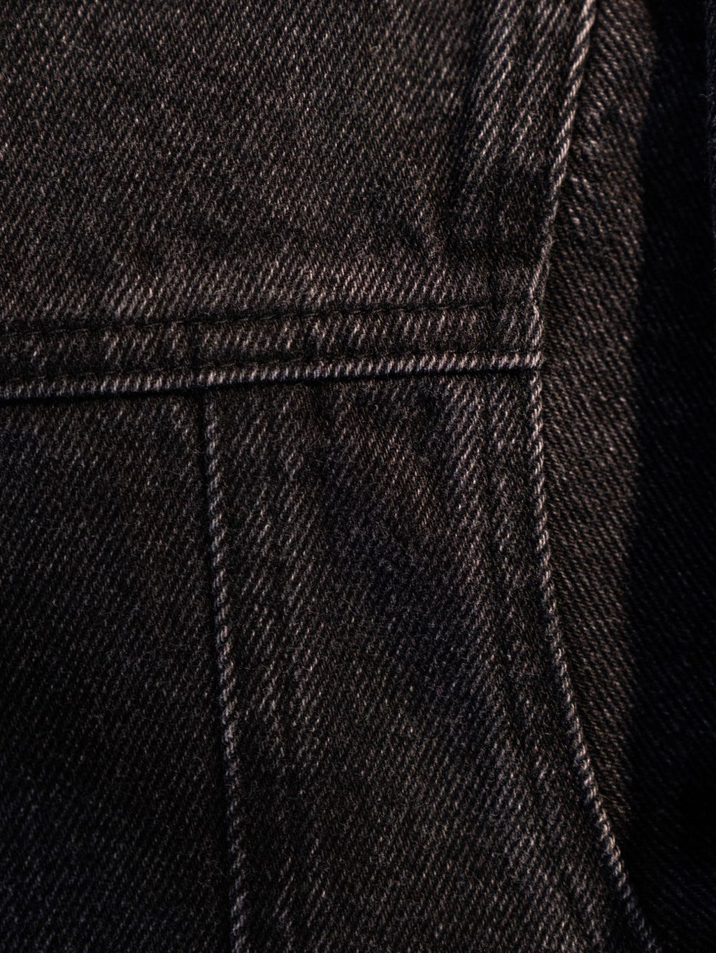 Black Curved Zipper Denim Jacket
