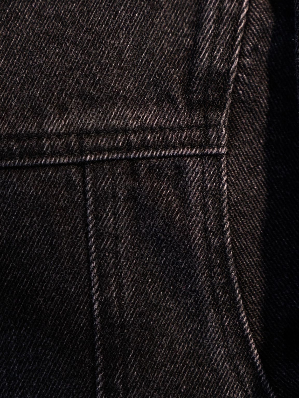 Black Curved Zipper Denim Jacket
